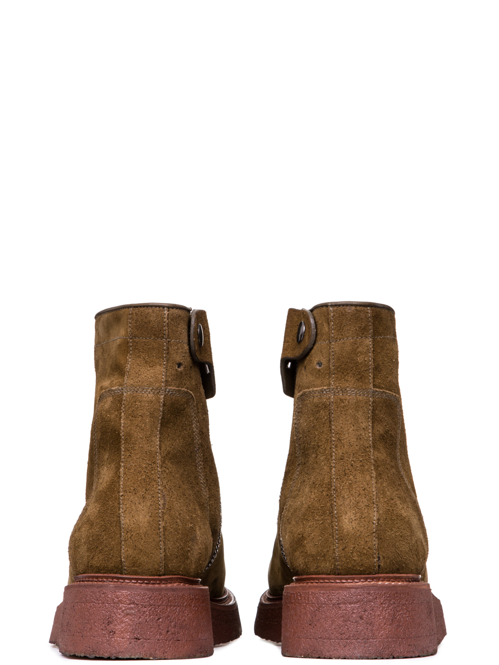 RICK OWENS SS19 BABEL CREEPER SLIM PARASOLE IN MUSTARD GREEN HORSE LEATHER