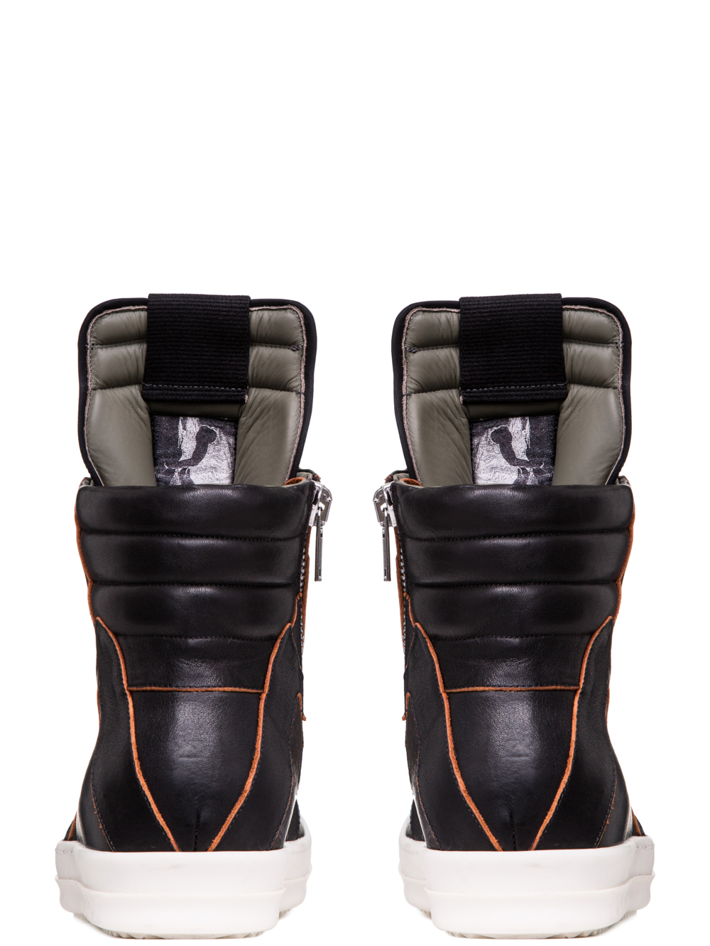 RICK OWENS SS19 BABEL GEOBASKETS IN BLACK CALF LEATHER