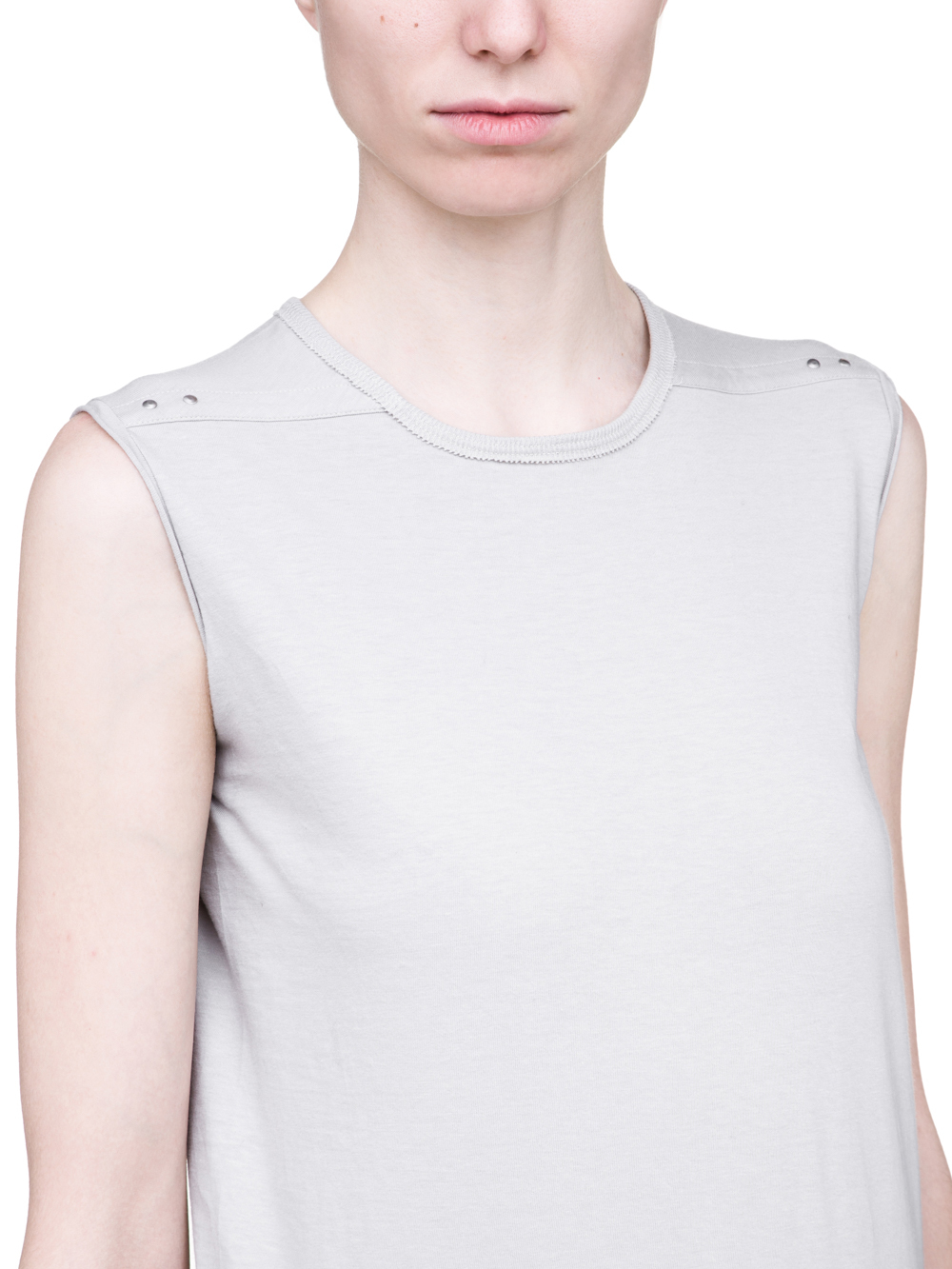 RICK OWENS SS19 BABEL LEVEL SLEEVELESS TEE IN OYSTER LIGHT GREY MEDIUM WEIGHT COTTON JERSEY