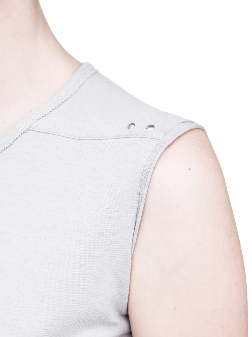 RICK OWENS SS19 BABEL LEVEL SLEEVELESS TEE IN OYSTER LIGHT GREY MEDIUM WEIGHT COTTON JERSEY