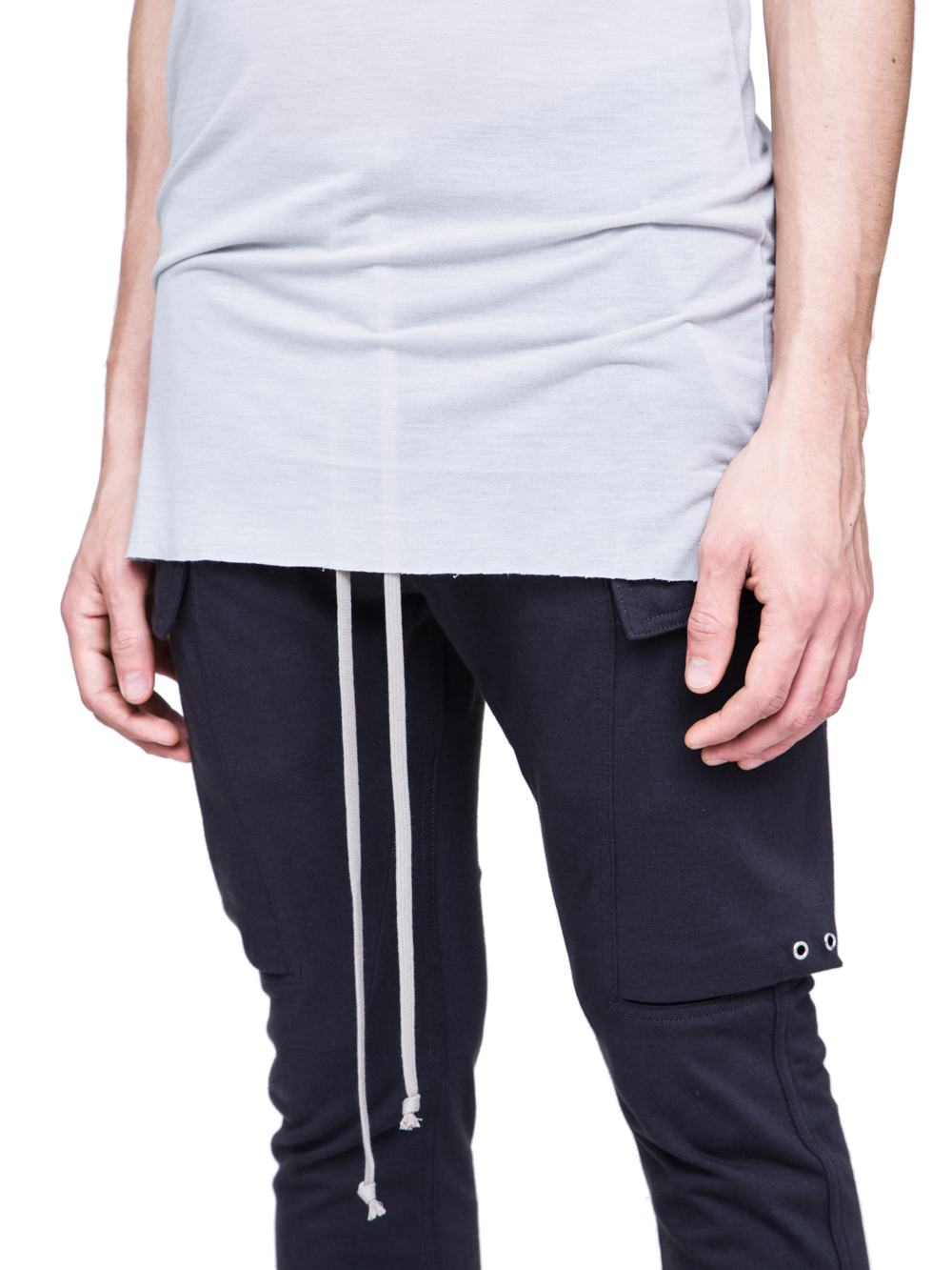 RICK OWENS SS19 BABEL BASIC SHORTSLEEVE TEE IN OYSTER LIGHT GREY VISCOSE SILK JERSEY
