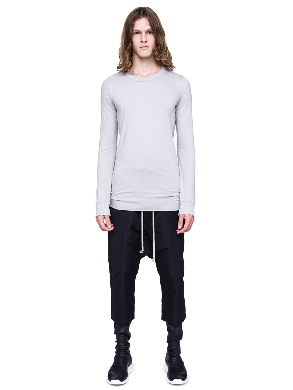 RICK OWENS SS19 BABEL BASIC LONGSLEEVE TEE IN OYSTER