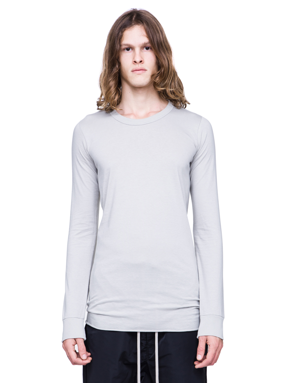 RICK OWENS SS19 BABEL BASIC LONGSLEEVE TEE IN OYSTER