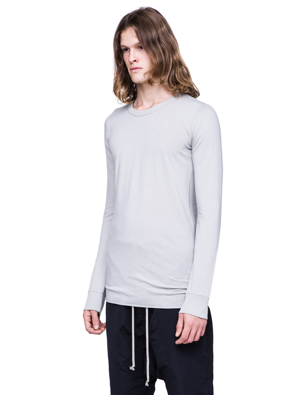 RICK OWENS SS19 BABEL BASIC LONGSLEEVE TEE IN OYSTER