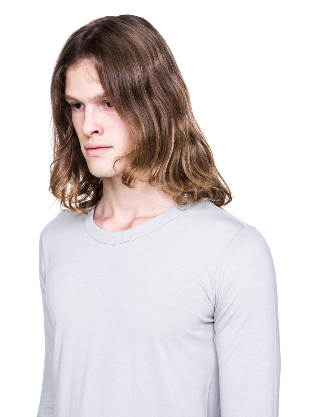 RICK OWENS SS19 BABEL BASIC LONGSLEEVE TEE IN OYSTER