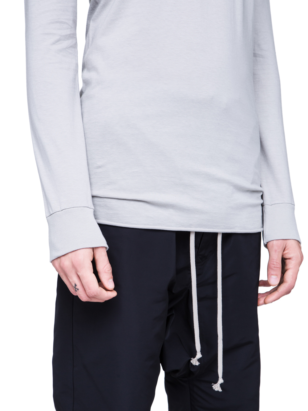 RICK OWENS SS19 BABEL BASIC LONGSLEEVE TEE IN OYSTER