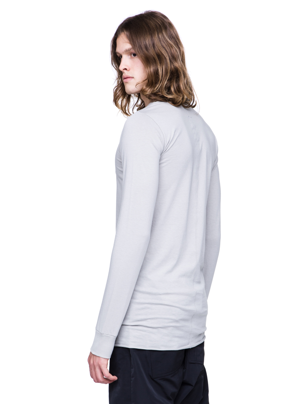 RICK OWENS SS19 BABEL BASIC LONGSLEEVE TEE IN OYSTER