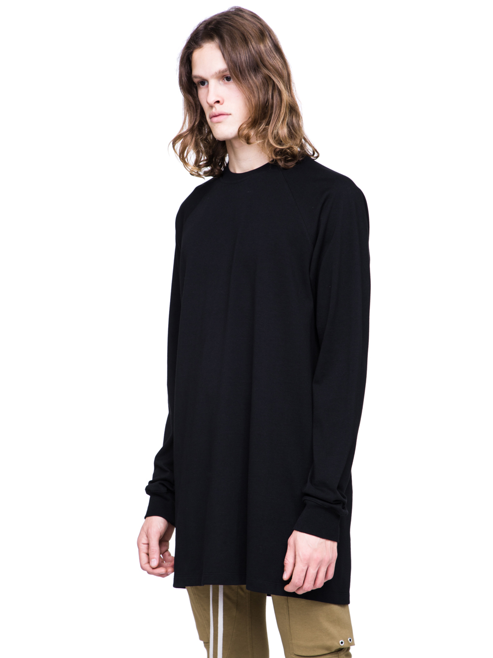RICK OWENS SS19 BABEL BASEBALL SWEATSHIRT IN BLACK COTTON JERSEY