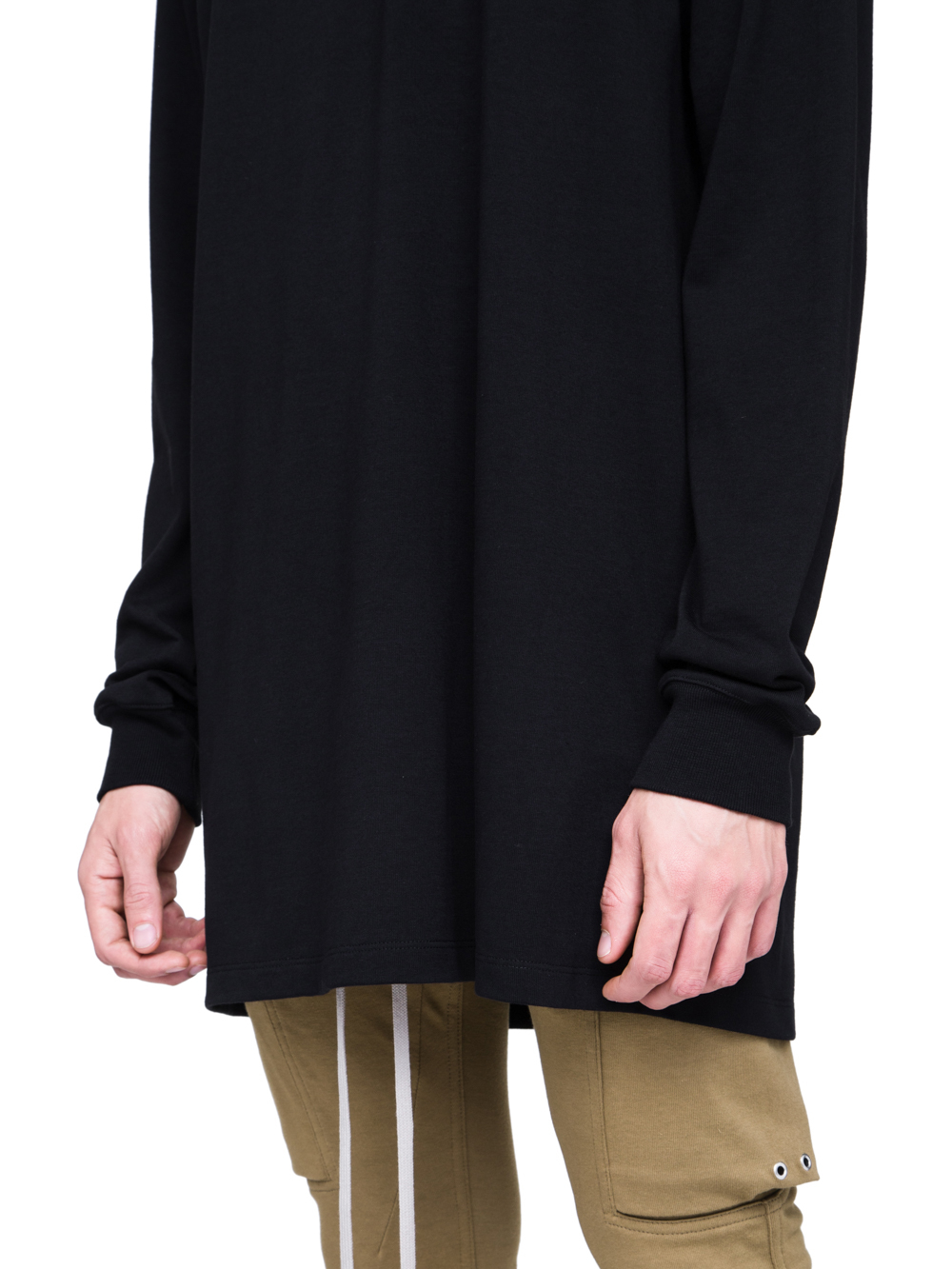 RICK OWENS SS19 BABEL BASEBALL SWEATSHIRT IN BLACK COTTON JERSEY