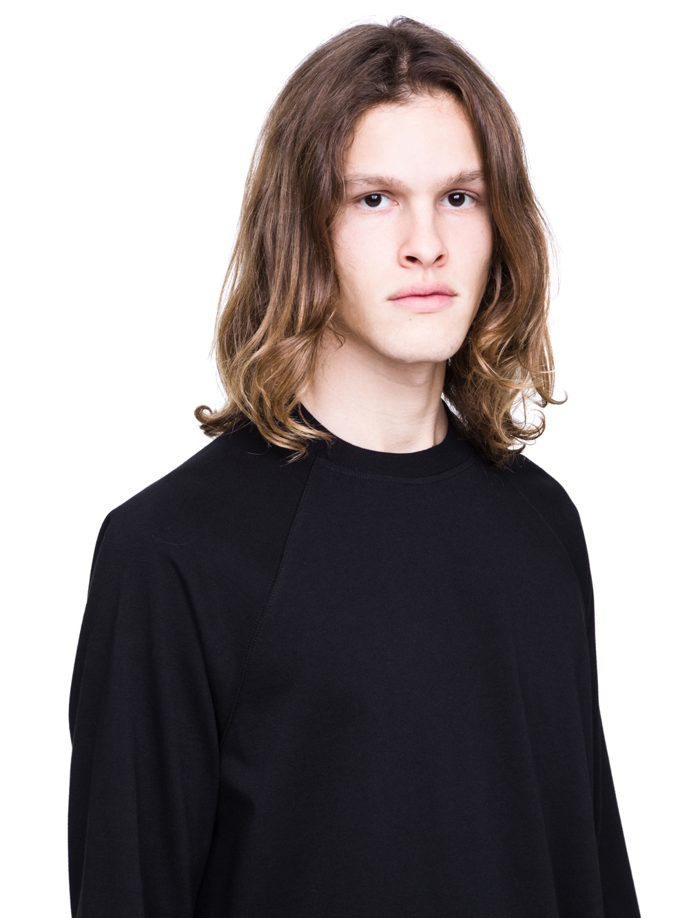 RICK OWENS SS19 BABEL BASEBALL SWEATSHIRT IN BLACK COTTON JERSEY