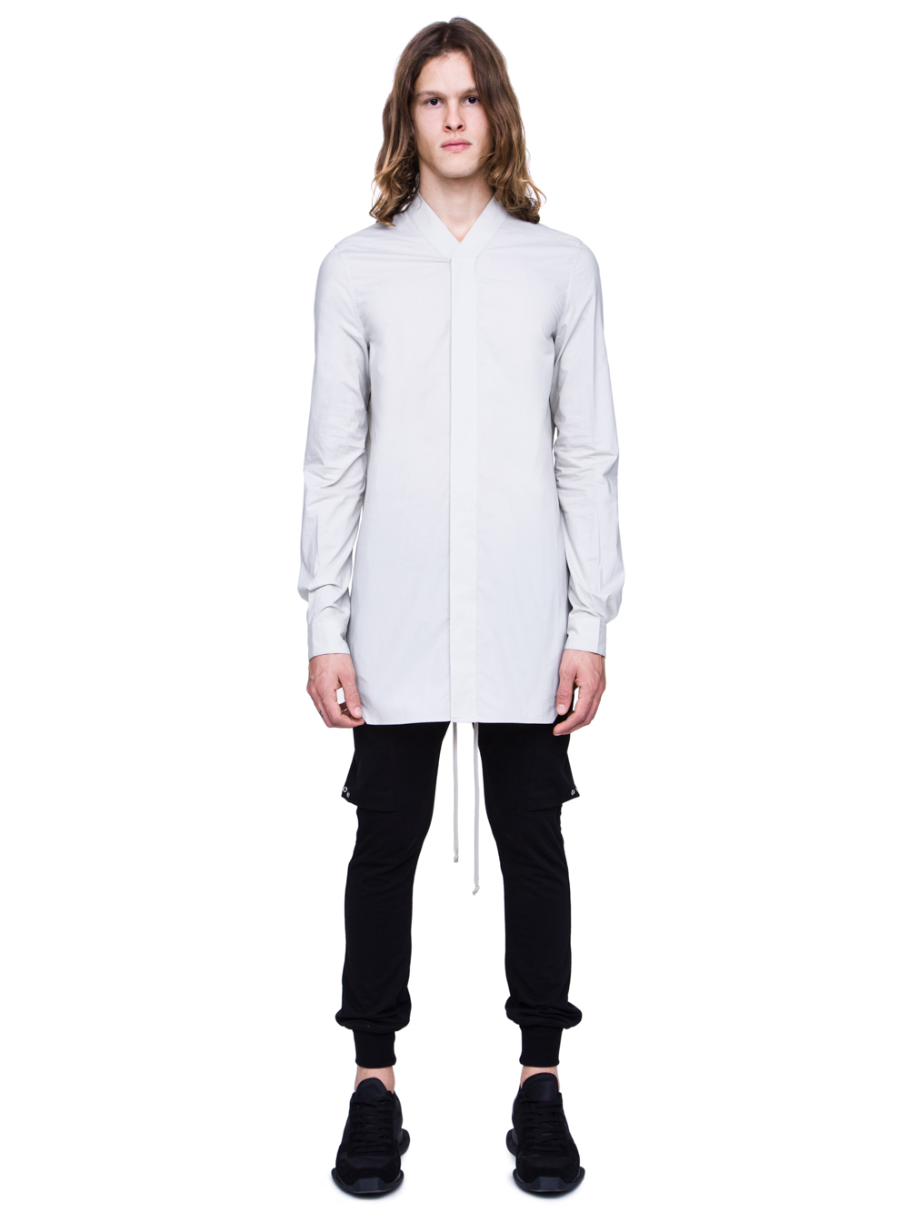 RICK OWENS SS19 BABEL FAUN SHIRT IN OYSTER LIGHT GREY