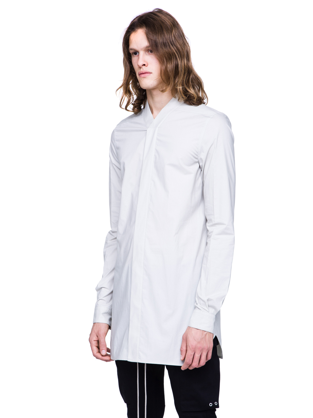 RICK OWENS SS19 BABEL FAUN SHIRT IN OYSTER LIGHT GREY