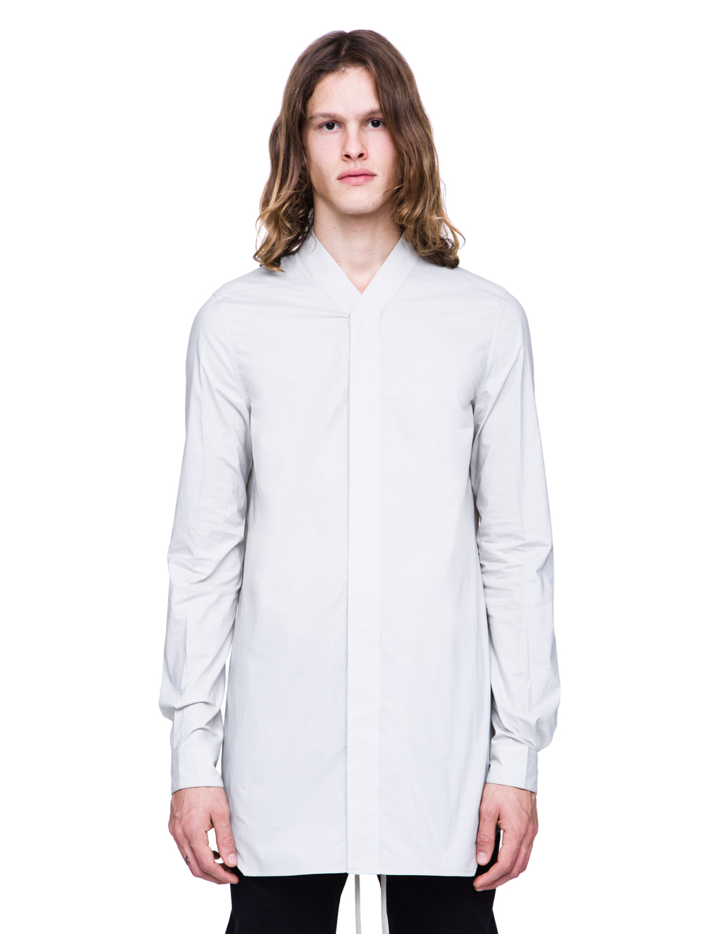 RICK OWENS SS19 BABEL FAUN SHIRT IN OYSTER LIGHT GREY