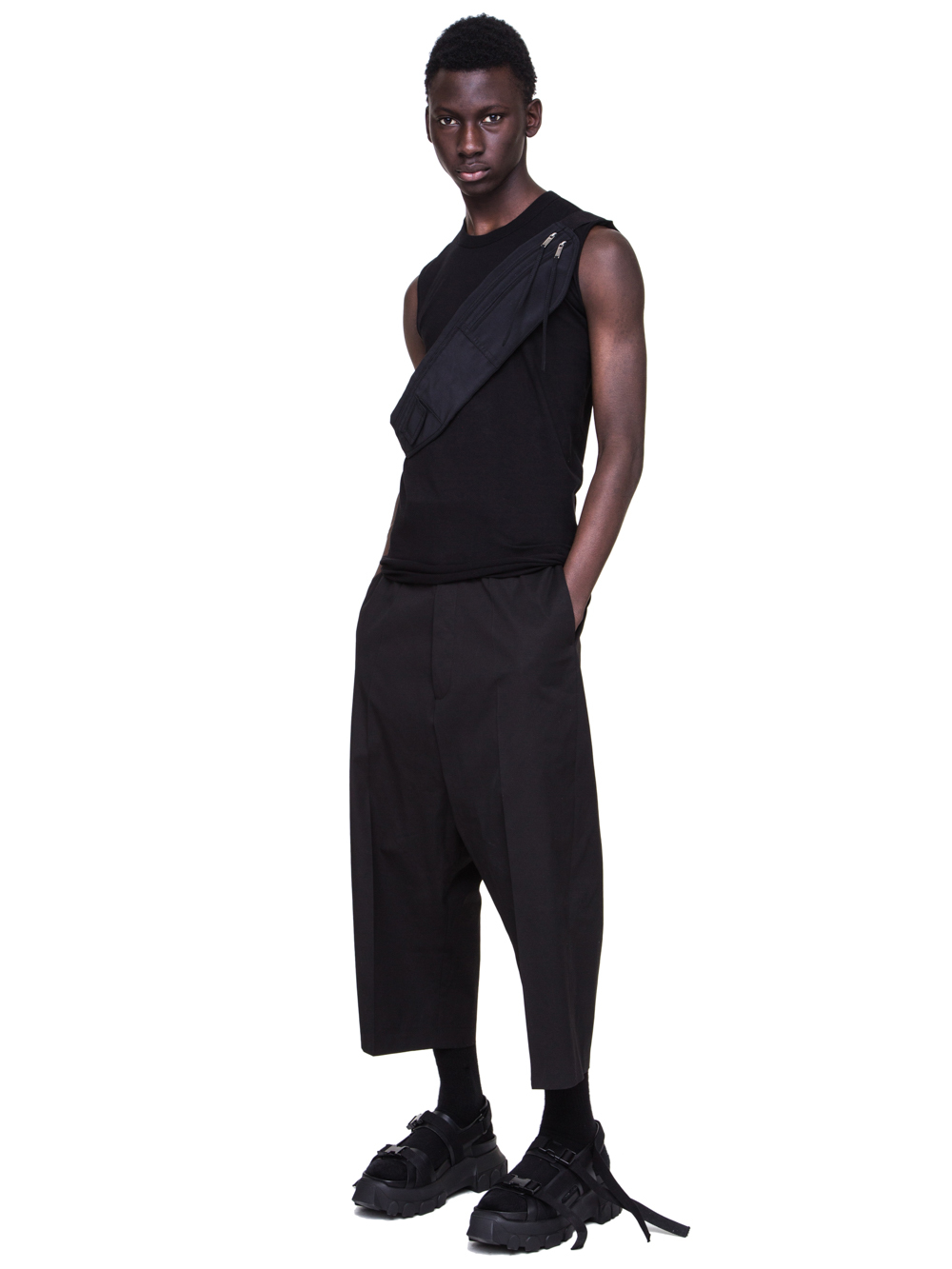 RICK OWENS SS19 BABEL MONEY BELT IN BLACK SILK CREPE