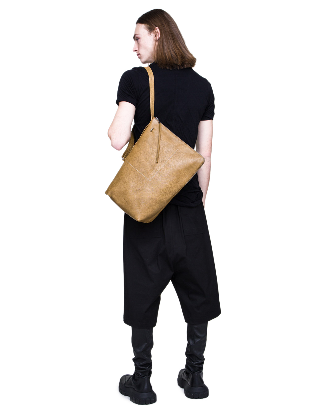 All RICK OWENS SS19 BABEL BUCKET BAG IN MUSTARD GREEN BUFFALO LEATHER