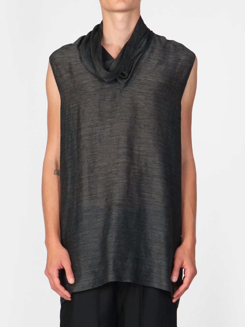 RICK OWENS - COWLED JUMBO SLEEVELESS TEE
