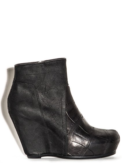 靴 RICK OWENS / WEDGE SOLE BOOTS 39 NEW $1925 RICK OWENS 39 US 8 BLACK STRETCH LEATHER THIGH
