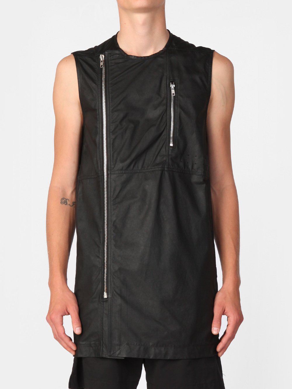 RICK OWENS - SLEEVELESS VICIOUS POCKET BIKER SHIRT