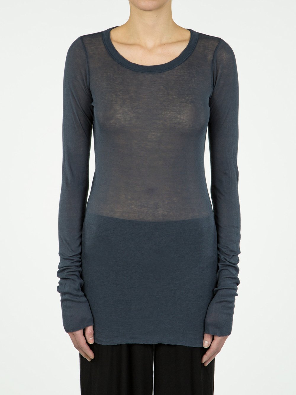 RICK OWENS - LONG SLEEVE RIB TEE
